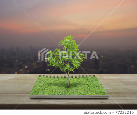 Tree growing from an open book, Business ecological concept 77222210