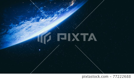 Planet earth globe view from space showing realistic earth surface and world map 77222688