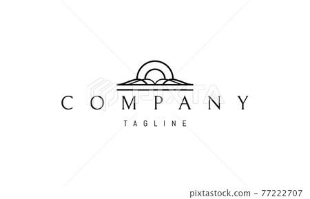 Vector logo on which the abstract image of the sun behind the clouds in a linear style. Vector logo on which the abstract image of the sun behind the clouds in a linear style. 77222707