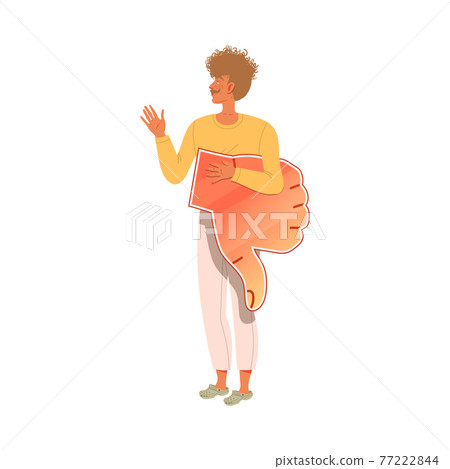 Moustached Male Holding Thumb Down Sign as Notification of Disapproval Vector Illustration Moustached Male Holding Thumb Down Sign as Notification of Disapproval Vector Illustration 77222844