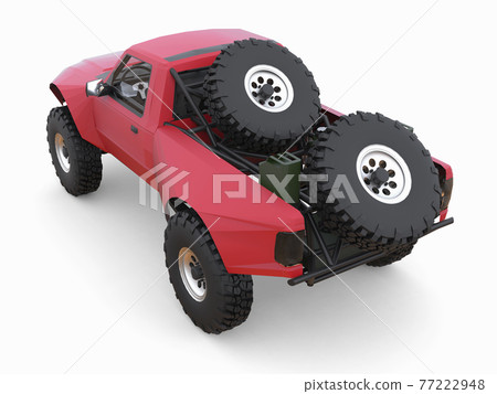 Most prepared red sports race truck for the desert terrain. 77222948