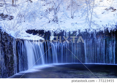 輕井澤白石瀑佈在冬季中 77223455