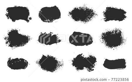Vector hand drawn ink design elements. Sponge stamps, dry brush marks. Set of grunge black artistic brushstroke design elements isolated Vector hand drawn ink design elements. Sponge stamps, dry brush marks. Set of grunge black artistic brushstroke design elements isolated 77223856