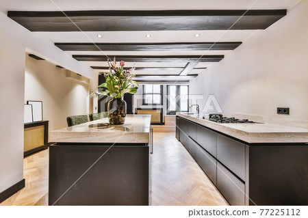 Modern luxury kitchen with island counter 77225112