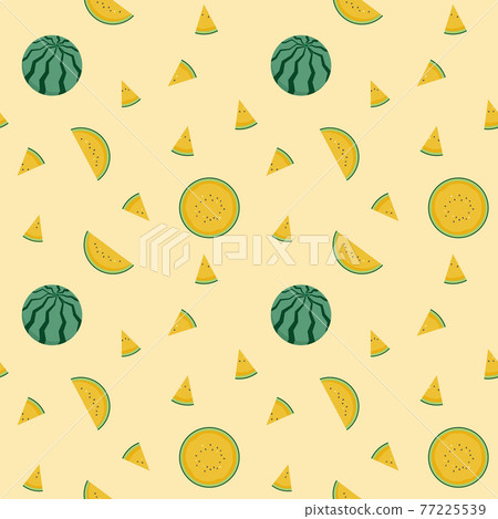 Yellow watermelon seamless pattern yellow background 77225539