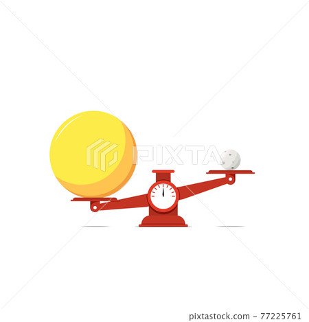 Weighing tools with Sun are heavier than the moon vector illustration 77225761