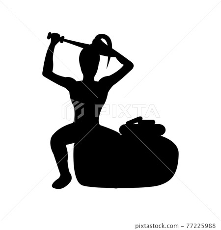 black silhouette design with isolated white background of lord of buddha ordain 77225988