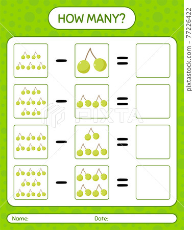 How many counting game quenepa. worksheet for preschool kids, kids activity sheet, printable worksheet 77226422
