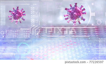covid-19 virus. science hologram technology analyzing of coronavirus in futuristic laboratory. 77226597