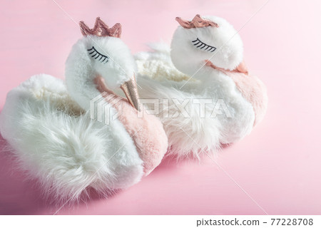 Cute soft 3d swan slippers Stock Photo 77228708 PIXTA