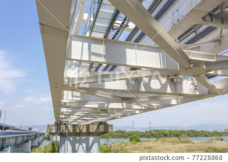 Osaka Monorail Yodogawa Bridge and Torikai Ohashi seen from the embankment at the southern end of Torikai Ohashi 77228868