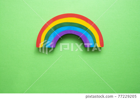 Abstract ainbow object over colorful background with copy space, template 77229205