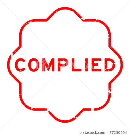 Grunge red complied word rubber seal stamp on white background 77230904