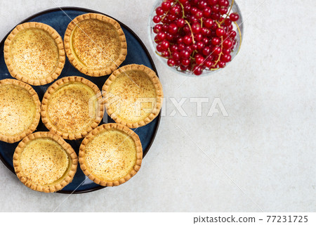 Egg Custard Tart, traditional English, Portuguese, Chinese desse Egg Custard Tart, traditional English, Portuguese, Chinese desse 77231725
