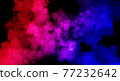 Fog or smoke with red and blue lighting effect in black background. 77232642