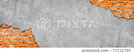 Empty space plaster with brick wall grunge texture background. 77232795