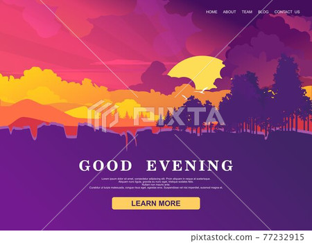 minimalistic natural landscape evening sunset 77232915