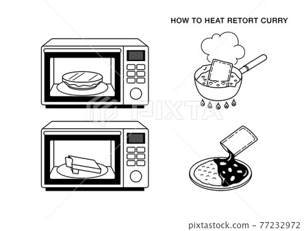 How to warm retort curry illustration (line) 77232972