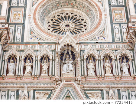 Florence Cathedral facade Piazza del Duomo Florence Tuscany Italy Florence Cathedral facade Piazza del Duomo Florence Tuscany Italy 77234415