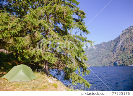 Wild camping by a lake in Norway Wild camping by a lake in Norway 77235176