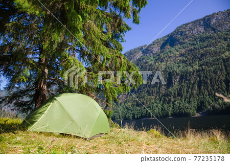 Wild camping by a lake in Norway Wild camping by a lake in Norway 77235178