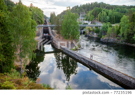 Vrangfoss staircase locks and power plant Telemark Canal  Telemark Norway 77235196