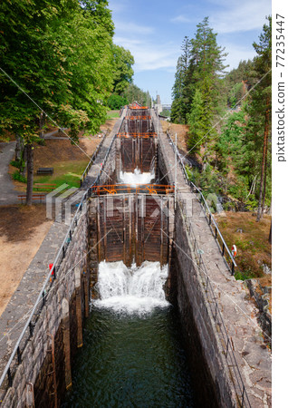 Vrangfoss staircase locks Telemark Canal Telemark Norway Vrangfoss staircase locks Telemark Canal Telemark Norway 77235447