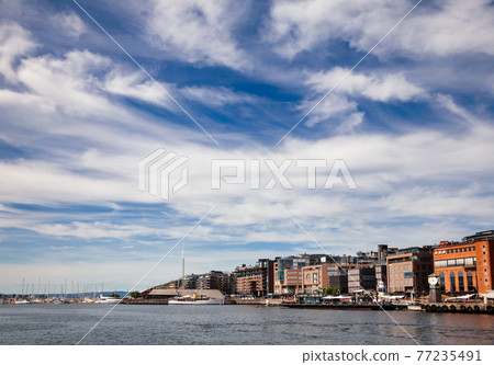 Pipervika harbour with Aker Brygge neighbourhood Central Oslo Norway Scandinavia Pipervika harbour with Aker Brygge neighbourhood Central Oslo Norway Scandinavia 77235491