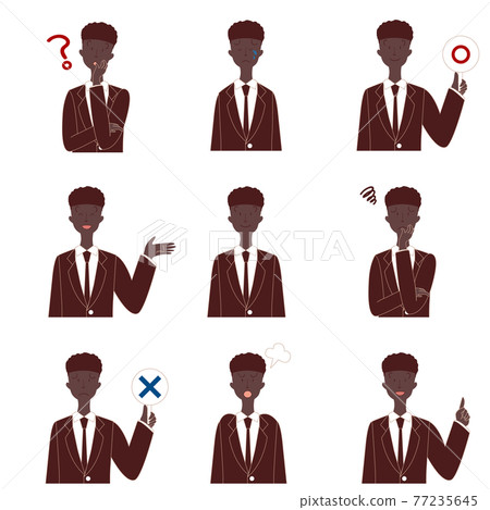 黑人男性商人面部表情 77235645