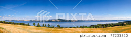 Helgoya island Lake Mjosa panorama Oppland Norway Helgoya island Lake Mjosa panorama Oppland Norway 77235820
