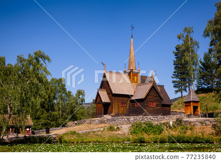 Garmo stave church Maihaugen Folks museum Lillehammer Oppland Norway Scandinavia Garmo stave church Maihaugen Folks museum Lillehammer Oppland Norway Scandinavia 77235840