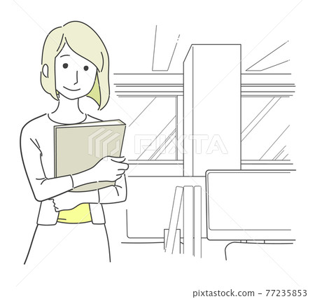Image illustration of a woman working brightly in the office Image illustration of a woman working brightly in the office 77235853