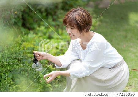 無性別的 LGBT 女孩喜歡男孩女人給植物澆水 77236050