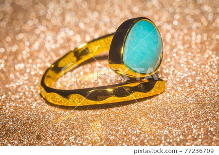 Gold ring with amazonite Gold ring with amazonite 77236709