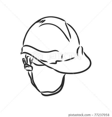 industry helmet vector and illustration, black and white, hand drawn, sketch style, isolated on white background. industry helmet vector and illustration, black and white, hand drawn, sketch style, isolated on white background. 77237058