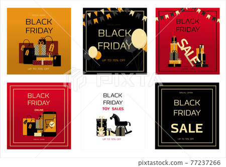 Advertising posters for black Friday. Banner for discounts and sales. A poster with an inscription and a special offer of the store. Online store with home delivery. 77237266