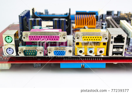 Electronic waste of mainboard computer - old computer circuit boards from recycle industry isolated white background 77239377