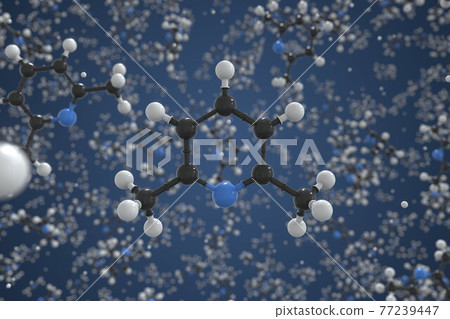 2,6-lutidine molecule. Ball-and-stick molecular model. Chemistry related 3d rendering 2,6-lutidine molecule. Ball-and-stick molecular model. Chemistry related 3d rendering 77239447