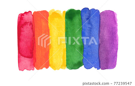 Watercolor Hand Painted Colorful Rainbow Set. Pride Flag Isolated 77239547