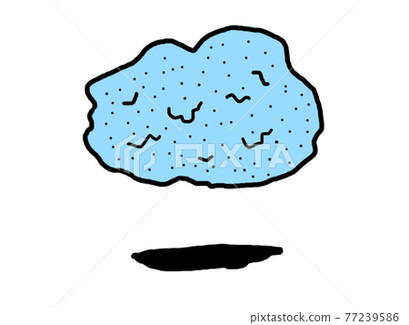 漂浮在空中的藍色石頭和它們的影子 77239586