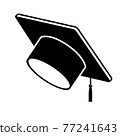 Black graduate cap glyph icon vector object on white background. Student hat element. Learning, education, graduation, success symbol. Master degree sign. Knowledge concept 77241643