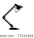 Black glyph Table lamp vector object isolated on white background. Modern reading lamp flat icon illustration. Clip art design element. 77241648