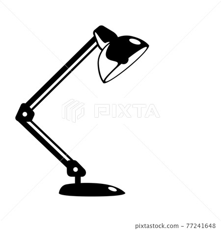 Black glyph Table lamp vector object isolated on white background. Modern reading lamp flat icon illustration. Clip art design element. 77241648