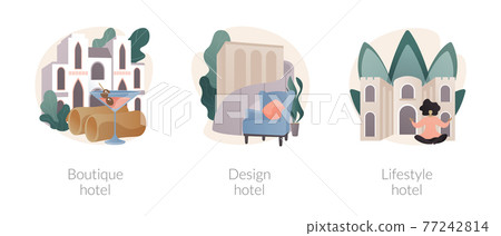 Holiday accommodation abstract concept vector illustrations. Holiday accommodation abstract concept vector illustrations. 77242814
