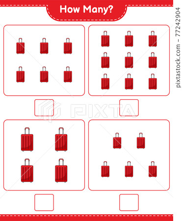 Counting game, how many Travel Bag. Educational children game, printable worksheet, vector illustration Counting game, how many Travel Bag. Educational children game, printable worksheet, vector illustration 77242904