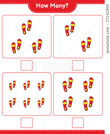 Counting game, how many Flip Flop. Educational children game, printable worksheet, vector illustration 77242909