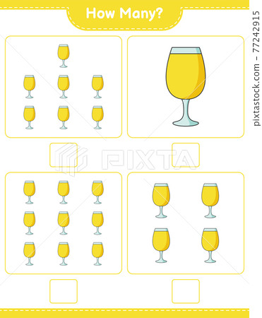 Counting game, how many Cocktail. Educational children game, printable worksheet, vector illustration 77242915