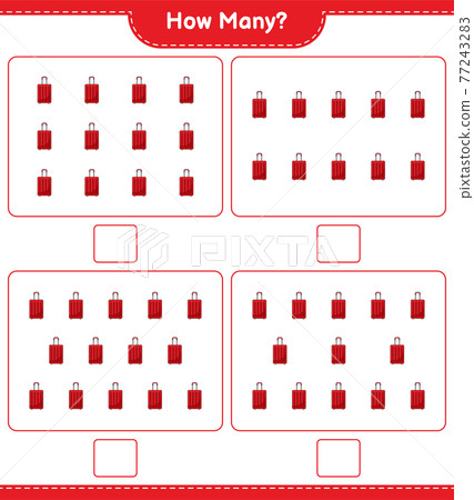 Counting game, how many Travel Bag. Educational children game, printable worksheet, vector illustration Counting game, how many Travel Bag. Educational children game, printable worksheet, vector illustration 77243283