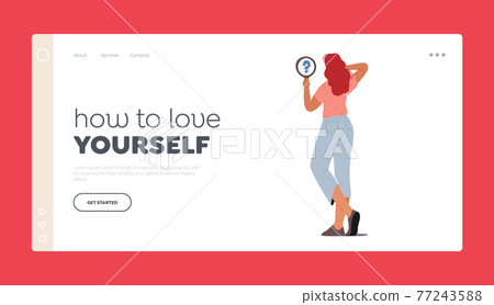 How to Love Yourself Landing Page Template. Self Anger, Loathing, Low Esteem Concept. Female Character Look in Mirror How to Love Yourself Landing Page Template. Self Anger, Loathing, Low Esteem Concept. Female Character Look in Mirror 77243588
