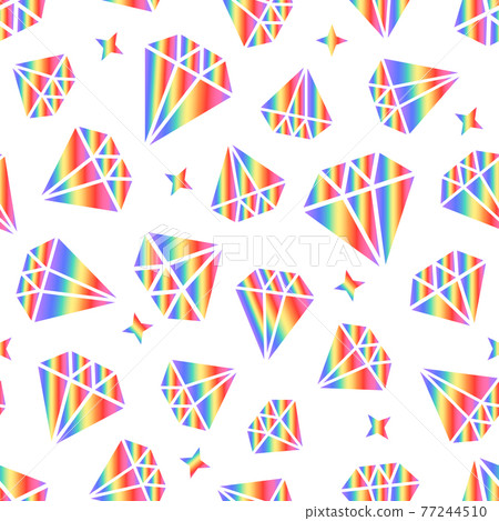 Diamonds with rainbow gradient Modern abstract seamless pattern. Vector shapes isolated on white background. Bright Surface Design Diamonds with rainbow gradient Modern abstract seamless pattern. Vector shapes isolated on white background. Bright Surface Design 77244510